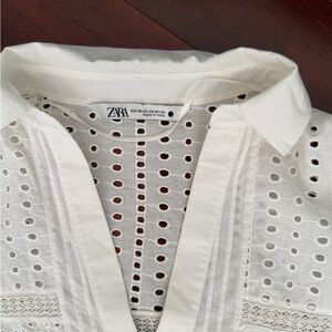 Zara White Eyelet Shirt